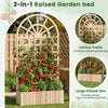 Wooden raised garden bed with trellis, featuring solid fir wood and ample space for climbing plants in outdoor settings.