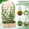 Wooden raised garden bed with trellis for climbing plants, featuring natural fir wood and spacious design for outdoor.