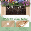 Wooden raised garden bed with trellis features drainage holes and detachable bottom panels for flexible planting depth.