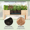 Wooden raised garden bed with legs, protective liner, and slatted plate for efficient drainage, perfect for growing.