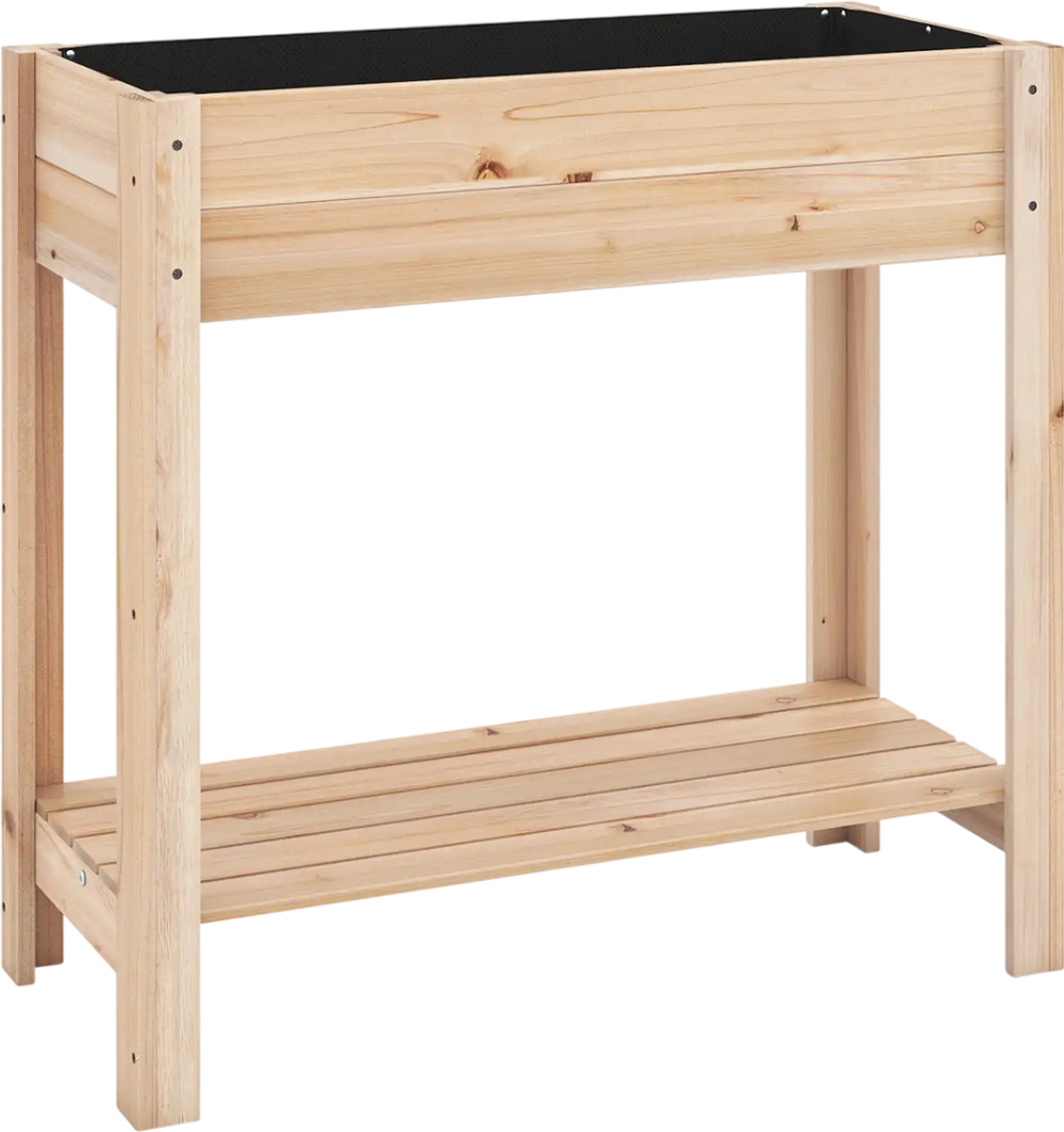 Wooden Raised Garden Bed with Legs and Storage Shelf