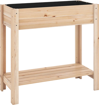 Costway Wooden Raised Garden Bed w/ Legs & Storage Shelf 68761941 New