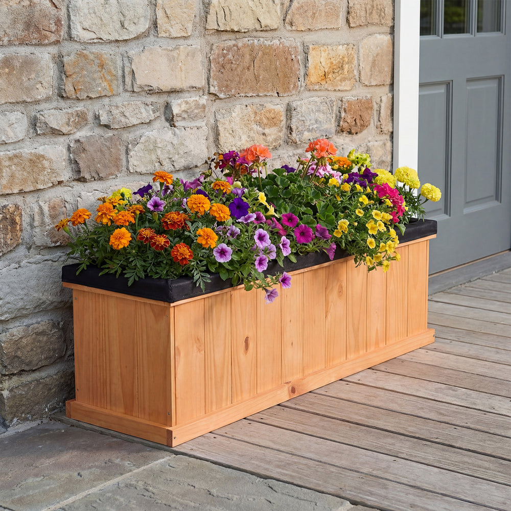 Wooden Raised Garden Bed with Drainage Holes and Liner Solid Fir Wood Planter Box-XL - Gallery View 1 of 10