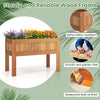 Wooden raised garden bed with legs, crafted from solid wood, waterproof teak oil finish, ideal for indoor and outdoor.
