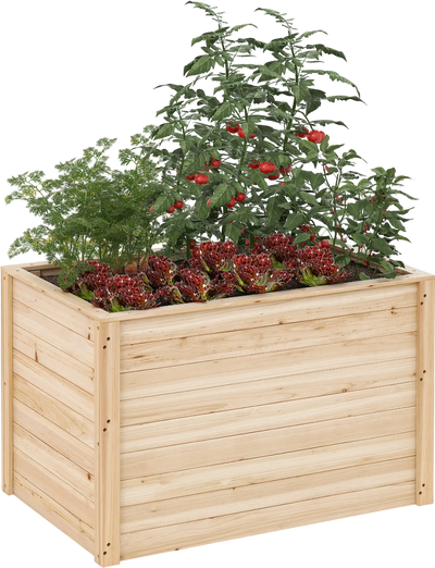 Costway Wooden Raised Garden Bed Elevated Planter Box Open-Ended Base 653482197 New