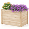 Wooden raised garden bed planter box with vibrant flowers, made of fir wood, ideal for deep-rooted plants and outdoor.