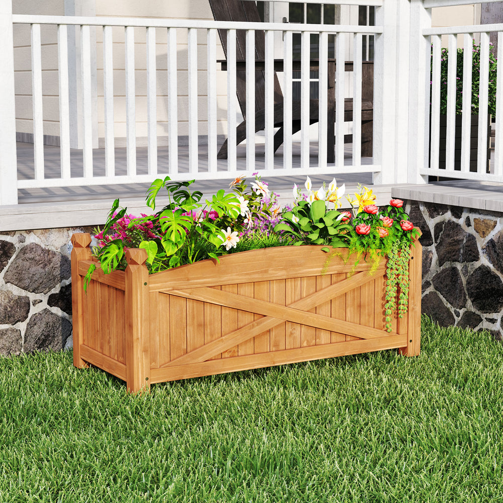 Wooden Raised Garden Bed  Drainage Holes for Patio Garden-L - Gallery View 1 of 11