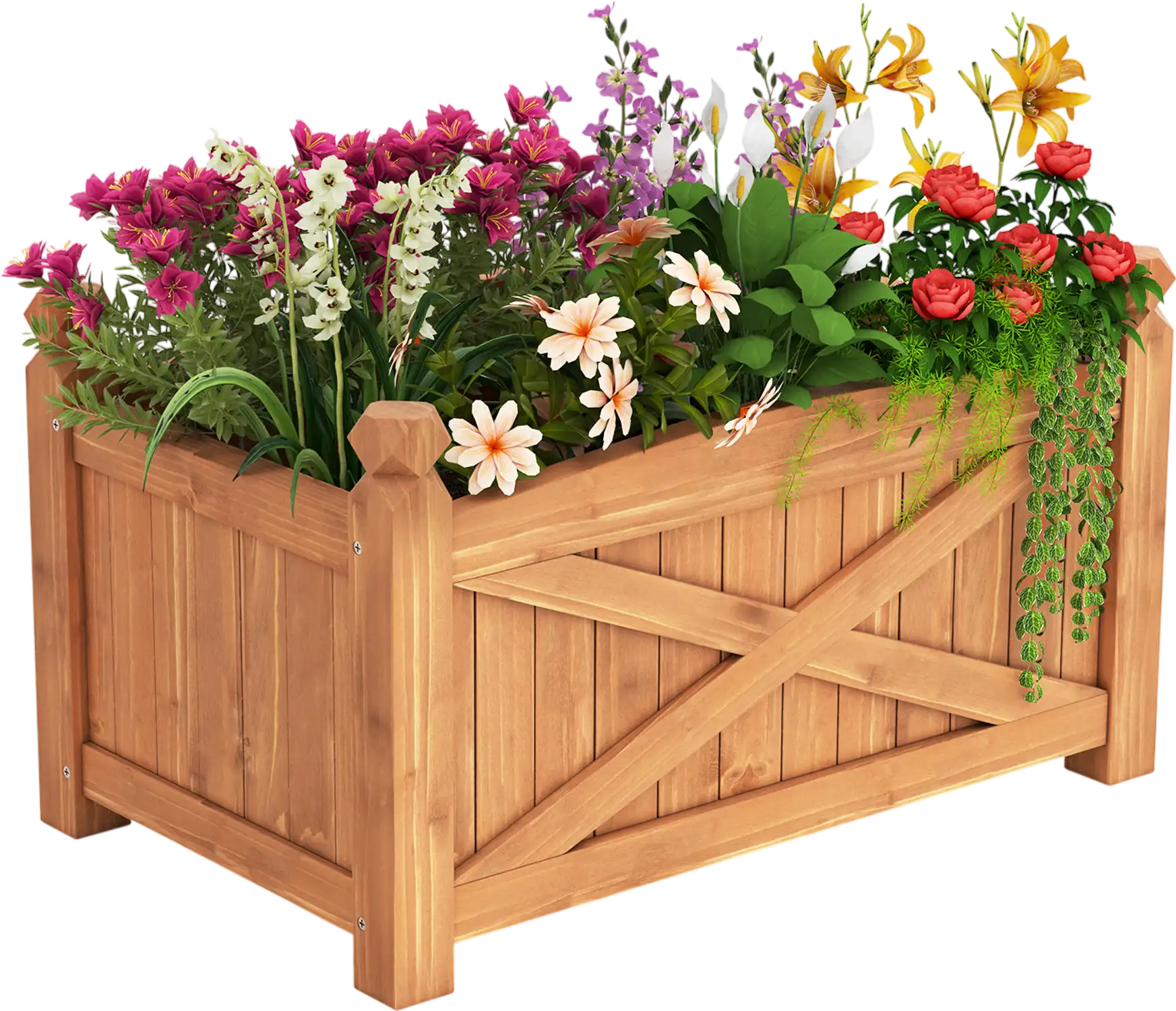 Costway Wooden Raised Garden Bed w/ Drainage Holes Patio Garden 273948165 New