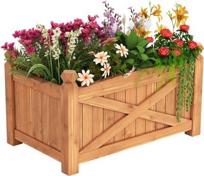 Costway Wooden Raised Garden Bed w/ Drainage Holes Patio Garden 273948165 New