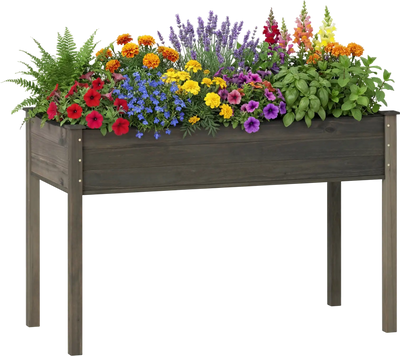 Costway Wooden Raised Elevated Garden Bed Planter 50321697 New