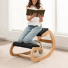 Wooden Rocking Chair with Comfortable Padded Seat Cushion and Knee Support-Black - Gallery View 1 of 10