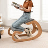 Wooden Rocking Chair with Comfortable Padded Seat Cushion and Knee Support-Gray - Gallery View 1 of 10