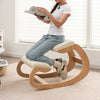 Wooden Rocking Chair with Comfortable Padded Seat Cushion and Knee Support-Beige - Gallery View 1 of 10