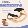 Wooden rocking chair with padded seat cushion and knee support, made of solid wood, supports up to 330 lbs for.