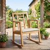 Wooden Rocking Chair with Upholstered Seat and Ladder Back for Living Room-Natural - Gallery View 1 of 8