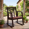 Wooden Rocking Chair with Upholstered Seat and Ladder Back for Living Room-Brown - Gallery View 1 of 8