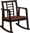 Wooden rocking chair with upholstered seat and ladder back design, offering stability and comfort for living room relaxation.