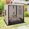 Wooden sandbox with canopy for children, featuring breathable mesh, roll-up curtains, and built-in seating for outdoor.