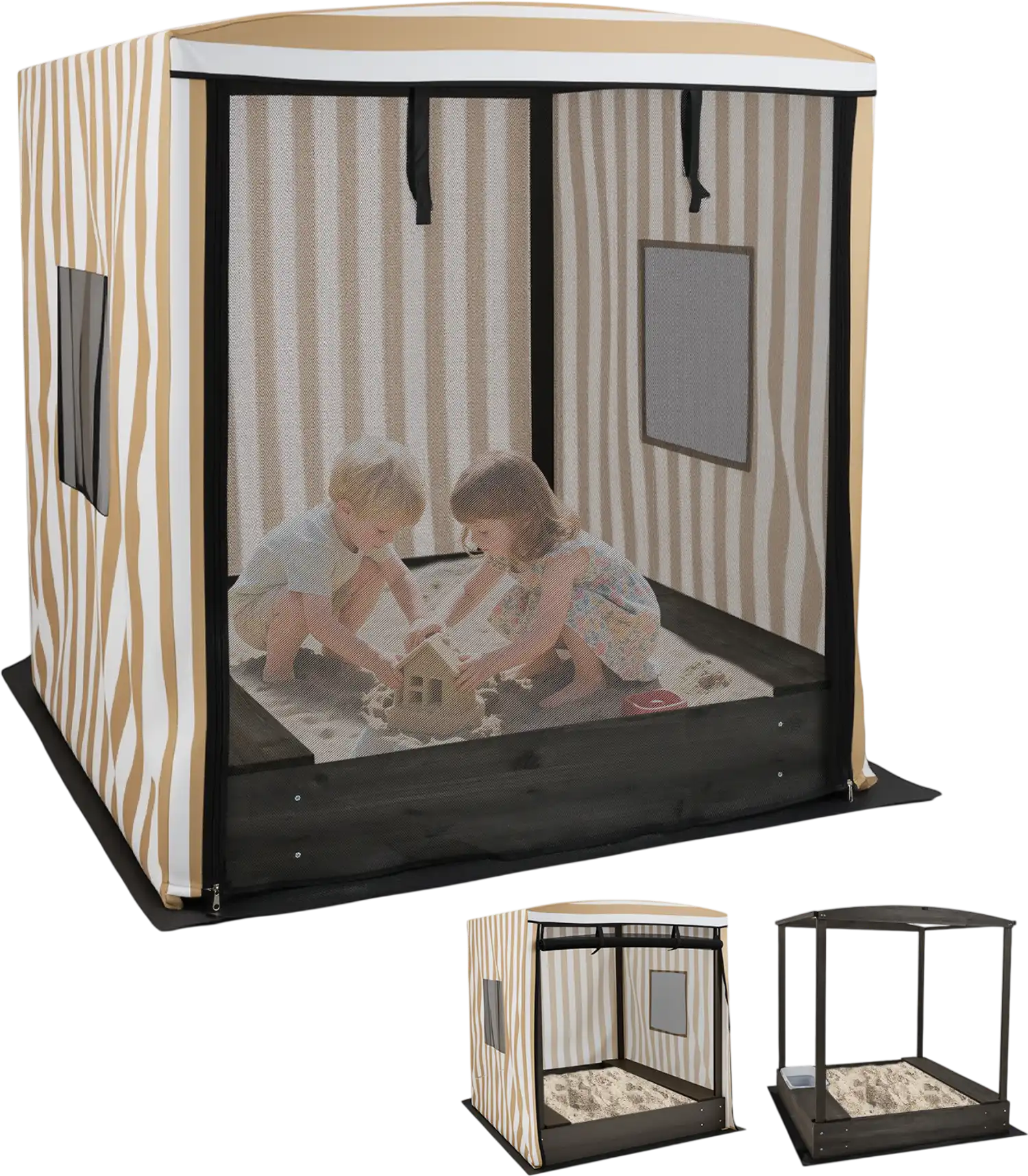 Costway Wooden Sandbox Canopy Kids Outdoor 3+ 679581324 New
