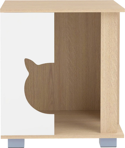 Costway Wooden Semi-Enclosed Cat Condo Side Table Kitty Head Entry Metal Legs 91815582 New