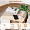 Wooden semi-enclosed cat condo with wide tabletop for decorations, snacks, and electronic devices, featuring a cute cat.