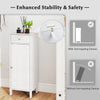 White wooden storage cabinet featuring a drawer and adjustable shelves, designed for stability and compact spaces.