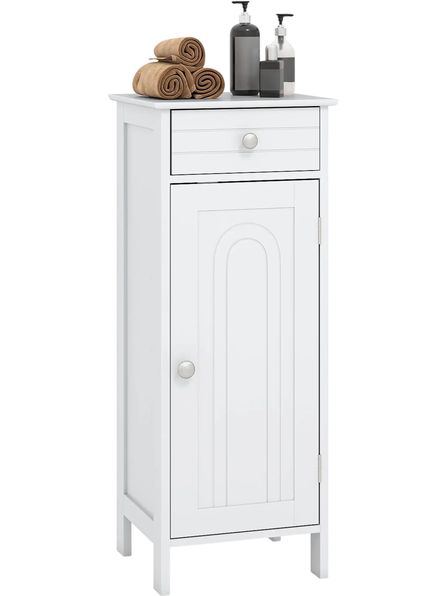 Costway Wooden Free-Standing Floor Storage Cabinet with Drawer Shelf 86753419 New