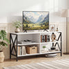Wooden TV Stand Entertainment for TVs up to 55 Inch with X-Shaped Frame-White - Gallery View 1 of 10