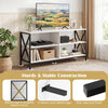 Wooden TV stand with X-shaped frame, designed for TVs up to 55 inches, featuring ample storage and sturdy MDF construction.
