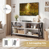 Wooden TV stand for TVs up to 55 inches features an X-shaped frame, ample storage, and a stylish white finish.