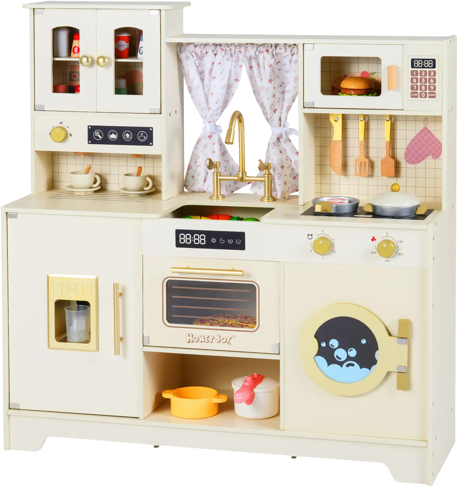 Costway Wooden Toy Kitchen Playset w/ 14 Accessories 72317176 New
