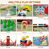 Wooden train set table with reversible tabletops, 94 accessories, and solid wood tracks for imaginative play.