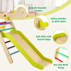2-in-1 wooden triangle climber set with multicolor slide, featuring smooth edges and safety handles for kids' play.
