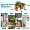 Wooden wagon planter cart with wheels, crafted from solid fir wood, ideal for flowers and herbs in indoor or outdoor spaces.