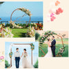 Wooden wedding arch in round shape, crafted from fir wood, ideal for outdoor ceremonies and floral decorations.