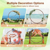 Wooden wedding arch backdrop stand in round shape, crafted from natural fir wood, perfect for outdoor ceremonies and.