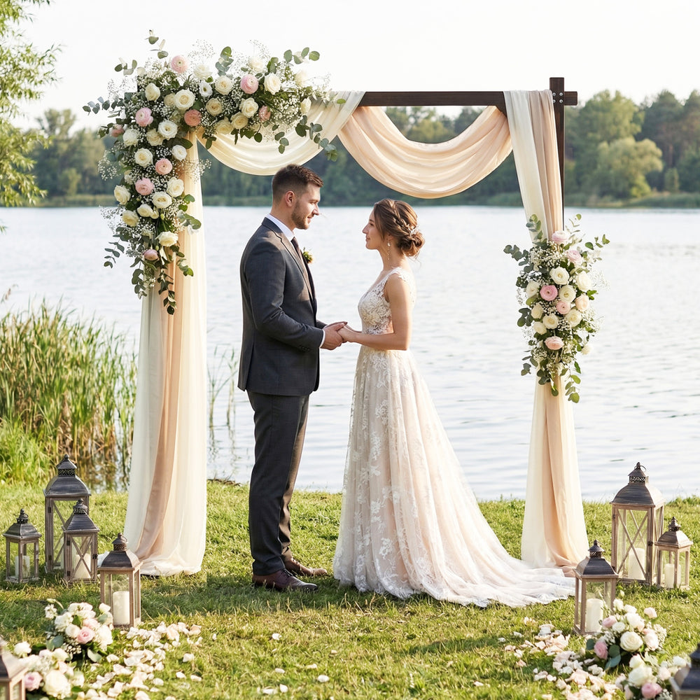 Wooden Wedding Arch Solid Wood Arbor Backdrop Stand for Wedding Ceremony-Square - Gallery View 1 of 10