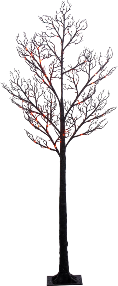 Vickerman Halloween Twig Tree 6' Black Pre-lit with Purple/Orange LED Lights New