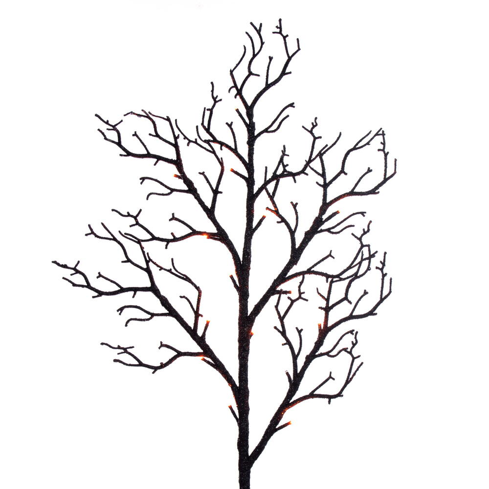 Vickerman Halloween Twig Tree 6' Black Pre-lit with Purple/Orange LED Lights New