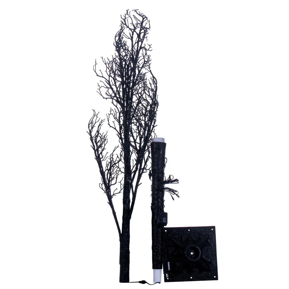 Vickerman Halloween Twig Tree 6' Black Pre-lit with Purple/Orange LED Lights New