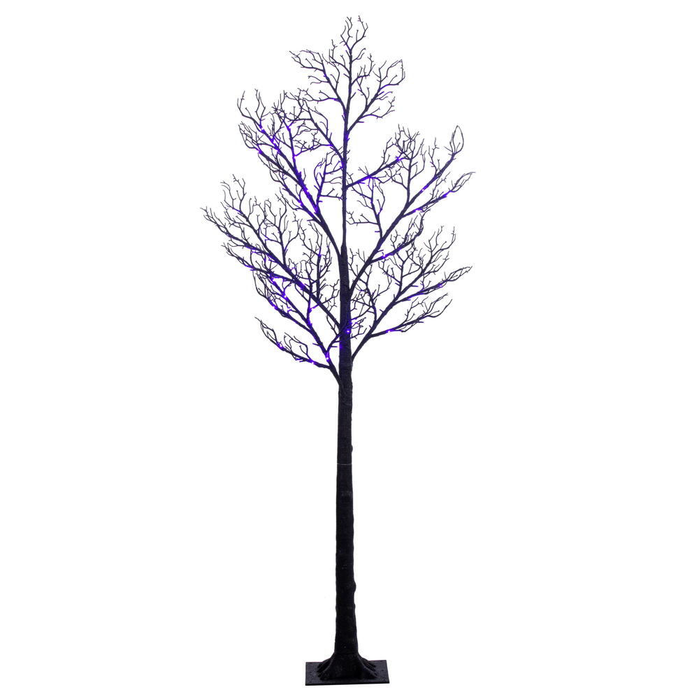Vickerman Halloween Twig Tree 6' Black Pre-lit with Purple/Orange LED Lights New