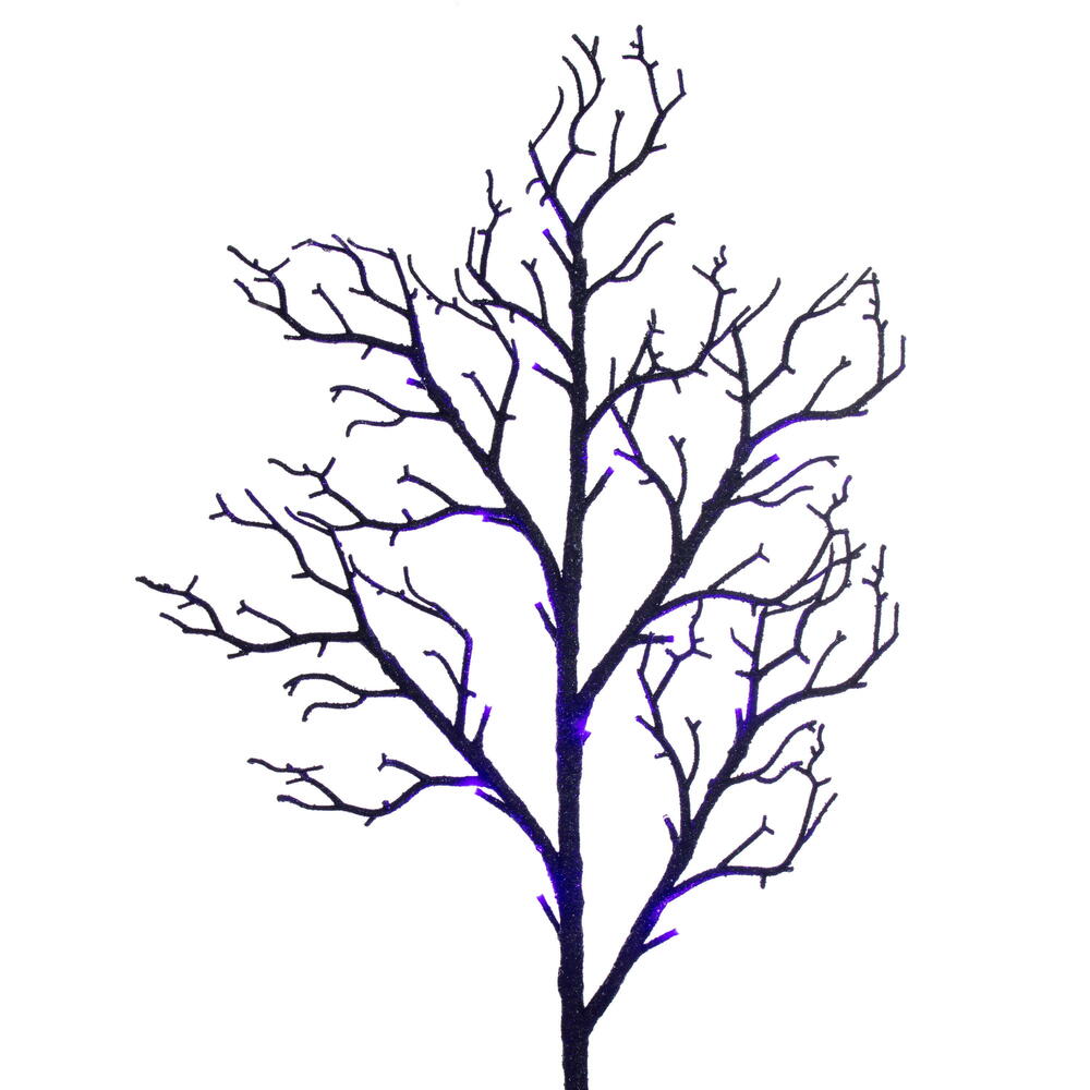 Vickerman Halloween Twig Tree 6' Black Pre-lit with Purple/Orange LED Lights New