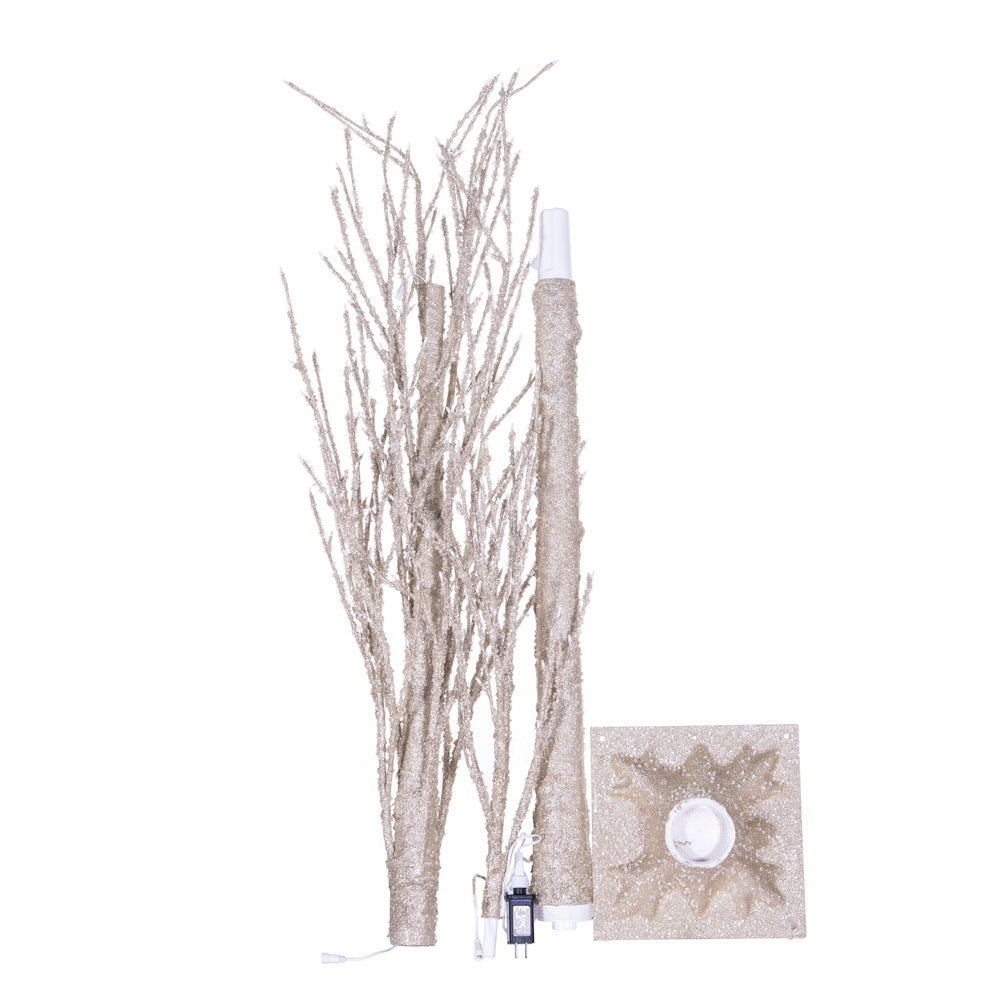 Vickerman Champagne Icy Twig Tree 8' LED Outdoor 240 Warm White LED Lights New