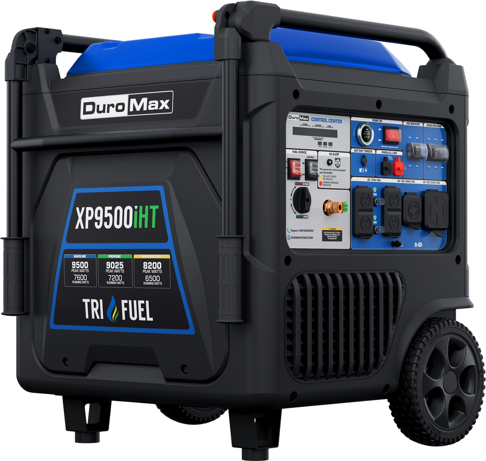 Duromax XP9500IHT 7600W/9500W Generator Tri-Fuel Gas Propane Natural Gas 50A Inverter Remote Start CO Alert New