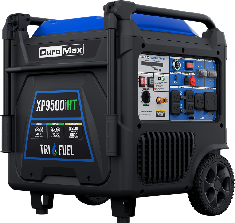 DuroMax XP9500iHT 9,500 Watt Portable Tri Fuel Inverter Generator - Quiet, Low THD