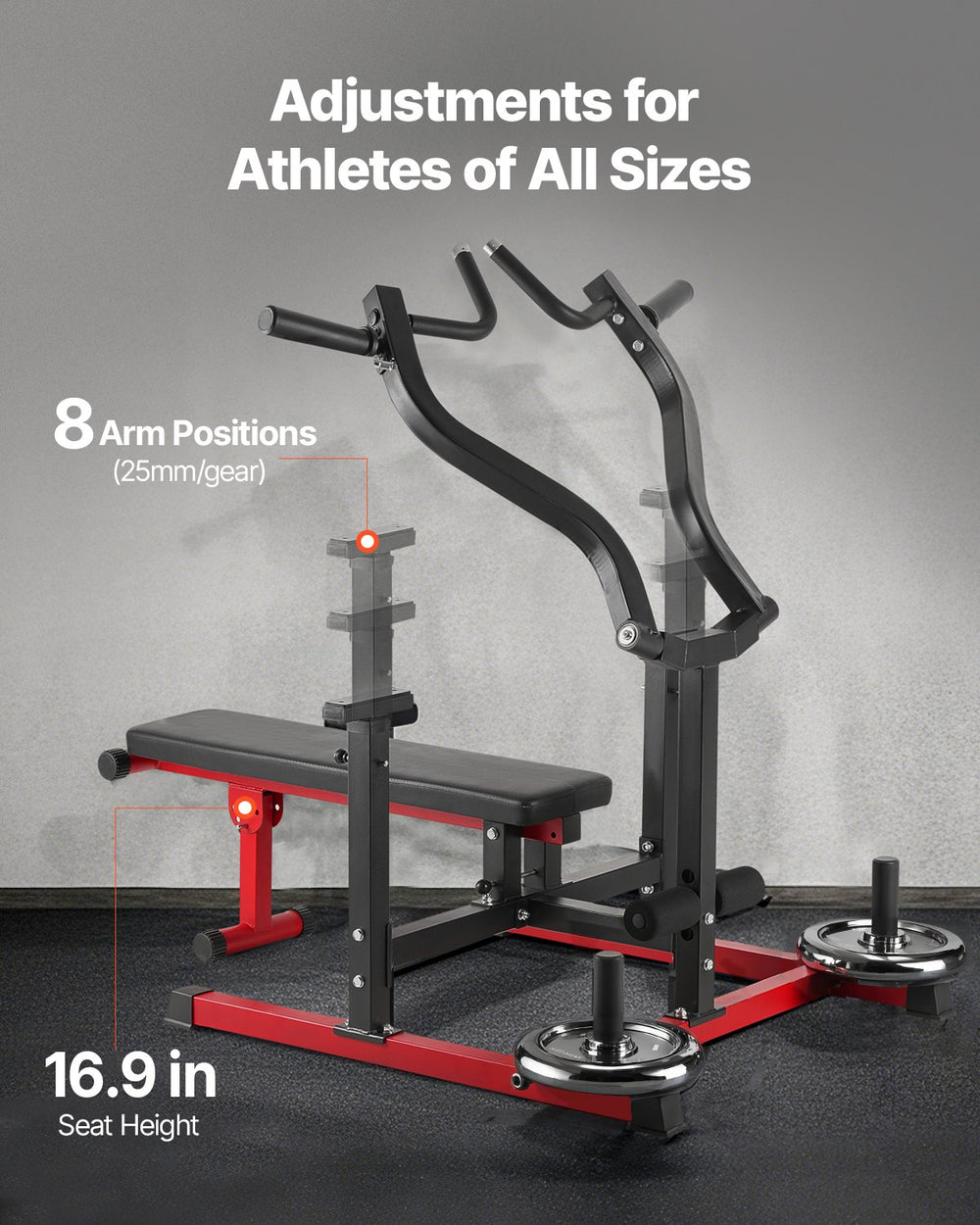 Vevor Chest Press Machine 450 Lbs Capacity Adjustable Flat Incline Bench for Home Gym New