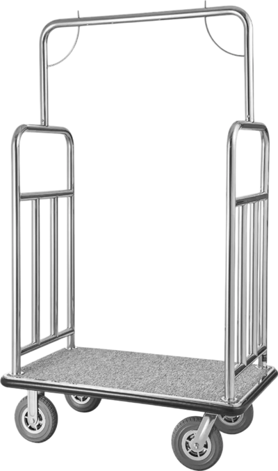 Vevor Bellman Luggage Cart 1200 Lbs Capacity Stainless Steel 4-Wheels Hotel Trolley New