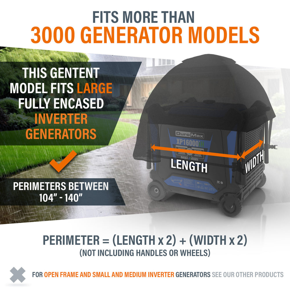 GenTent XL Inverter Kit for Fully Encased Generators Weatherproof Running Tent Cover New