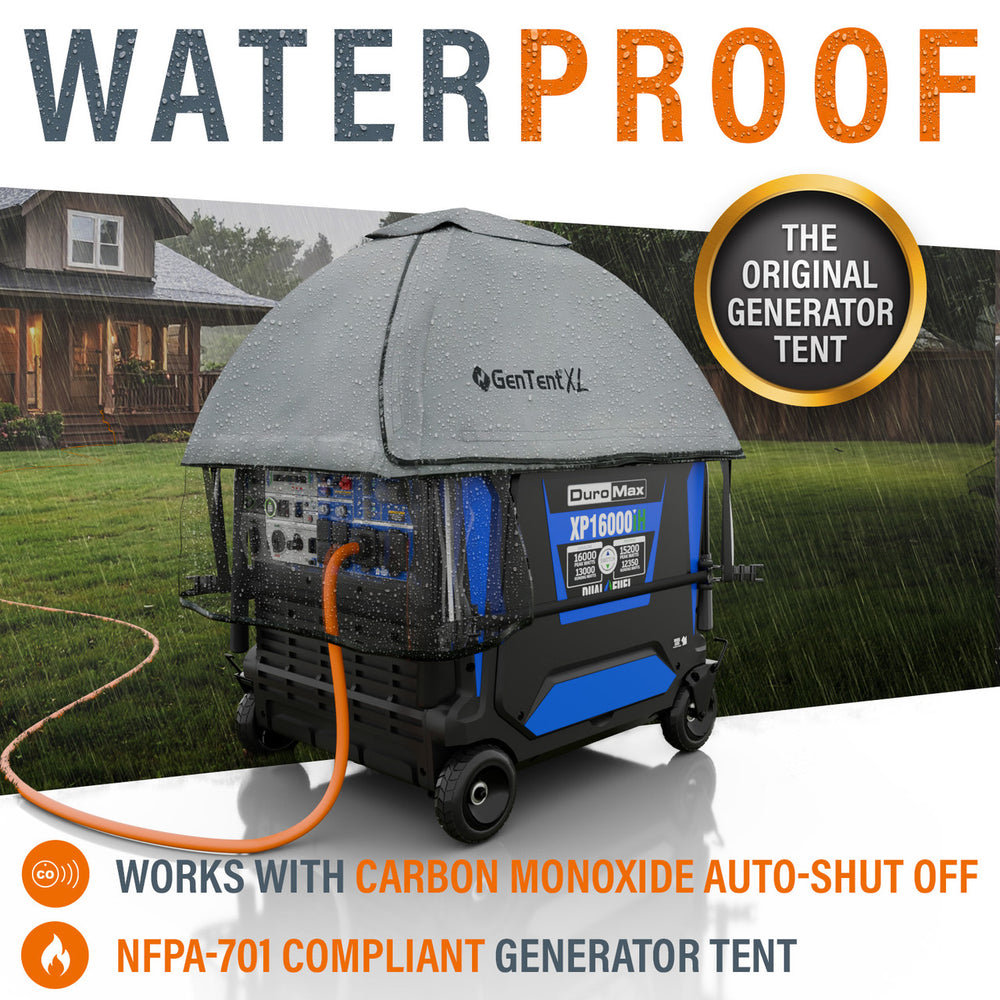generator tent GenTent XL Inverter Kit Generator Tent Running Cover in Tan with Extreme NFPA Rated Waterproof Vinyl