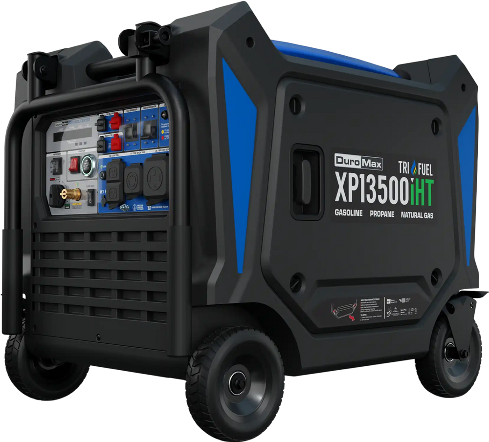 DuroMax 13,500 Watt Portable Tri Fuel Inverter Generator - Quiet, Low THD